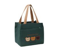 Chenxi Studio Elegante bolsa de lona con oso bordado, múltiples bolsillos, asas ergonómicas, construcción práctica, fácil almacenamiento, práctica bolsa de lona multicapa, verde oscuro, One Size