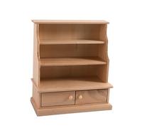 Chenxi Studio Estantería de madera blanca retro a escala 1/12, estante pequeño para casas de muñecas, cocina, almacenamiento y decoraciones, gabinete de biblioteca retro antiguo