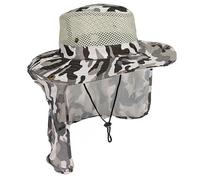 Chenxi Studio Gorras de pescador de malla suave con diseño de camuflaje para escalada de montaña y pesca, para hombres al aire libre, Blanco y gris., Talla única