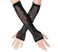 Chenxi Studio Guantes de moda con patrón de telaraña, tela de poliéster suave, accesorios de fiesta, cosplay, accesorios de disfraces, guantes elásticos con estampado de telarañas