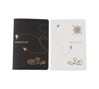 Chenxi Studio Juego de 2 soportes para pasaportes de pareja, luna de miel, boda, viajes, esenciales, de piel sintética, fundas para pasaportes para mujeres y hombres, negro y blanco, Pointer, Mass