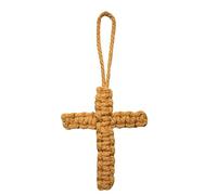 Chenxi Studio Llavero de fe con mosquetón, diseño de cruz, hecho a mano, de algodón, para hombres y mujeres, accesorio de coche, W Cruz colgante para cejas, Talla única