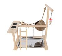 Chenxi Studio Lovebird - Jaula de loros con soporte para puente, nido de columpio, escalada, escalera de entrenamiento de madera, juguete para pájaros