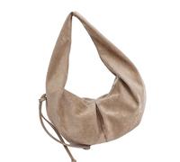 Chenxi Studio Pequeños bolsos de hombro para mujer, de ante sintético, bolso de mano, bolso de mano de moda para las axilas con cierre de cremallera, bolsas de media luna para mujer, Khaki, One Size