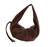 Chenxi Studio Pequeños bolsos de hombro para mujer, de ante sintético, bolso de mano, bolso de mano de moda para las axilas con cierre de cremallera, bolsas de media luna para mujer, café, One Size