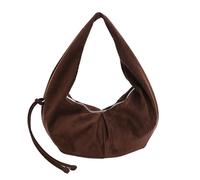 Chenxi Studio Pequeños bolsos de hombro para mujer, de ante sintético, bolso de mano, bolso de mano de moda para las axilas con cierre de cremallera, bolsas de media luna para mujer, Brown, One Size