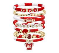 Chenxi Studio Pulseras ajustables con dije de fútbol, mezcla y arcilla suave, 7 tonos para gimnasio y atuendos diarios, joyería de actividad al aire libre, talla única, como se describe