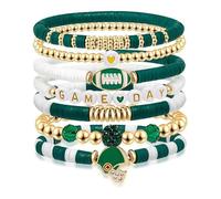 Chenxi Studio Pulseras ajustables con dije de fútbol, mezcla y arcilla suave, 7 tonos para gimnasio y atuendos diarios, joyería de actividad al aire libre, talla única, como se describe