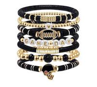 Chenxi Studio Pulseras ajustables con dije de fútbol, mezcla y arcilla suave, 7 tonos para gimnasio y atuendos diarios, joyería de actividad al aire libre, talla única, como se describe