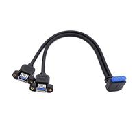 chenyang 2 puertos USB 3.0 hembra a placa base 20 pines cable macho para panel frontal tipo montaje tornillo 30 cm 90 grados arriba ángulo