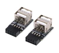 ChenYang 2 unidades USB 2.0 frontales de panel frontal de 9/10 pines, 1 macho a 2 USB 2.0 hembra, adaptador de extensión de 90 grados para placa base