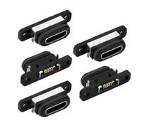 chenyang 5 Pack Micro USB DIY Connector, USB 2.0 Micro B 5 pines hembra Reparación Adaptador de soldadura de repuesto a prueba de agua y polvo con orificio de tornillo para el montaje en panel
