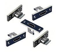 chenyang 5 Pack USB 2.0 DIY Connector, Micro USB 5 Pin Conector hembra Reparación Adaptador de soldadura de repuesto con orificio para tornillo para el montaje en panel
