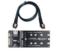 chenyang Adaptador combinado M.2 NVME a SFF-8654 y NGFF SSD a SATA 2 en 1 con cable SFF-8654 para expansión interna de placa base (no funciona NVME SSD a SATA)
