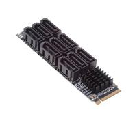 chenyang Adaptador de 9 puertos M.2 a SATA 3.0, PCIe 3.0 a SATA III, adaptador de tarjeta de expansión de 6 Gbps con indicador inteligente