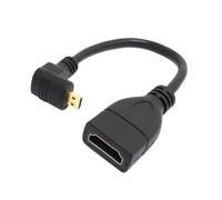 chenyang Adaptador de cable micro HDMI macho a HDMI hembra 4K HDTV 90 grados hacia abajo de 10 cm
