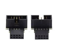 chenyang Adaptador de conector de extensión USB 2.0 de 9 pines y 10 pines macho a hembra en ángulo de 90 grados