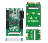 ChenYang Adaptador de tarjeta de extensión Mini PCI-E/M.2 (llave E) a 4 SATA 3.0 para placa base SATA, extensión de puerto de disco duro con cable plano de 10 cm