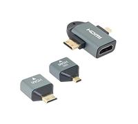 chenyang Adaptador Ultra-HD 2 en 1 Micro & Mini HDMI Macho a HDMI Compatible 1.4 Hembra 4K@60hz 3 piezas/Set