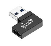chenyang Adaptador USB C a USB, USB 3.0 macho a USB 3.1 tipo C hembra, conector plano en ángulo a la izquierda de 90 grados