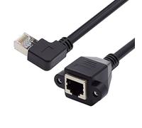 Chenyang Cable Cat6 RJ45, 8P8C FTP STP UTP Cat6 macho a hembra, cable de extensión de red Ethernet LAN con ángulo de 90 grados acodado a la derecha con orificios de montaje en panel