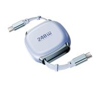 chenyang Cable de carga retráctil USB C, 4 longitudes fijas USB 2.0 tipo C a C PD 240 W, carga rápida, 480 Mbps, cable de extensión de transferencia de datos, color azul