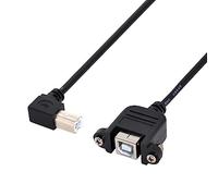 chenyang Cable de datos USB 2.0 tipo B para impresora de disco duro con tornillos para montaje en panel, 50 cm, ángulo recto de 90 grados