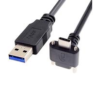 chenyang Cable de datos USB 3.0 a USB C en ángulo de 90 grados con tornillo de montaje en panel para cámara industrial de 1.2M