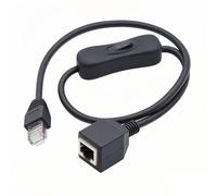 chenyang Cable de extensión de interruptor RJ45, CAT6 RJ45 macho a hembra con botón de interruptor de encendido/apagado, cable de extensión de red Ethernet de 0,6 m