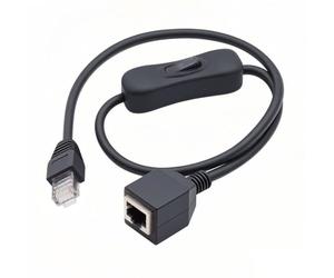 chenyang Cable de extensión de interruptor RJ45, CAT6 RJ45 macho a hembra con botón de interruptor de encendido/apagado, cable de extensión de red Ethernet de 0,6 m