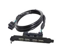 ChenYang Cable de extensión de panel frontal USB 2.0 de 4 puertos, 9 pines, 2 machos a 4 USB 2.0 hembra, panel trasero, 30 cm con soporte de ranura PCI-E de 120 mm