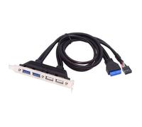 ChenYang - Cable de extensión de panel frontal USB de 9/10 pines y 19/20 pines a 2 USB 2.0 y 2 USB 3.0 hembra con puerto de panel trasero de chasis de 0,5 m y soporte de ranura PCI-E de 12 cm