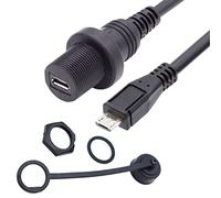 chenyang Cable de extensión micro USB de 5 pines macho a hembra para montaje en panel de salpicadero de coche, impermeable, a prueba de polvo