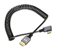 chenyang Cable de extensión mini HDMI elástico en espiral HDMI 1.4 a Mini HDMI de 90 grados en ángulo izquierdo 4K 60Hz