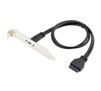chenyang Cable de extensión USB 3.0 de 19/20 pines macho a USB C hembra, puerto de panel trasero, 0,4 m con soporte de ranura PCI-E de 12 cm