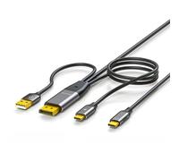 chenyang Cable DisplayPort a USB C 4 K @ 60 Hz con alimentación USB, compatible con pantalla táctil para host conectado con pantalla portátil/gafas de realidad virtual de 6,56 pies/2,0 m