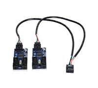 chenyang U2-004 CY 9pin USB 2.0 Header 1 a 2/4 hembra Cable de extensión HUB Conector Adaptador Puerto Multilier 30cm Negro