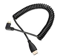 chenyang Cable en espiral elástico en ángulo recto de HDMI a Mini HDMI de 90 grados, 4 K, 60 Hz, 1,2 m