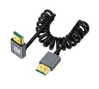 chenyang Cable HDMI 2.1 en espiral, HDMI macho a macho, ángulo de 90 grados hacia arriba, 8 K @ 60 Hz, 4 K @ 120 Hz, 48 Gbps, cable dorado ultrarrápido de 1,0 m para televisores, monitores,