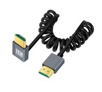 chenyang Cable HDMI 2.1 en espiral, HDMI macho a macho, ángulo descendente de 90 grados, 8 K a 60 Hz, 4 K a 120 Hz, 48 Gbps, cable dorado ultrarrápido de 1,0 m para televisores, monitores, ordenadores