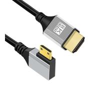 chenyang Cable HDMI 2.1, HDMI macho a micro HDMI macho de 90 grados en ángulo izquierdo 8K @60Hz 4K @120Hz 48Gbps Cable chapado en oro de ultra alta velocidad 1.64FT/0.5M para TV, monitor, computadora