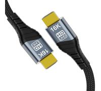 chenyang Cable HDMI de 16 K, HDMI 2.2 Ultra High Speed 96 Gbps, cable trenzado dorado, soporta 16 K @ 60 Hz con DSC, 8 K a 120 Hz, HDR 10+, HBR3, DSC 1.2a, 1,64 pies/0,5 m
