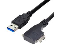chenyang Cable micro USB 3.0 USB 3.0 macho a conector Micro B macho de 90 grados hacia la izquierda, cable de extensión de transferencia de datos con tornillos de placa de montaje 3.0 m