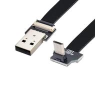 chenyang Cable plano micro USB 2.0 macho a micro USB macho, 90 grados hacia arriba, cinta flexible, adaptador de cable de extensión flexible de 1 m
