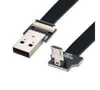 chenyang Cable plano micro USB 2.0 macho a micro USB macho de 90 grados hacia abajo en ángulo de cinta flexible adaptador de cable de extensión 2.0 m