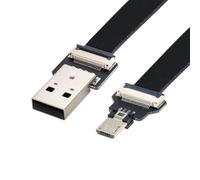 ChenYang Cable Plano Micro USB USB 2.0 Macho a Micro USB Macho Cinta Flex Extensión Adaptador 0.2M
