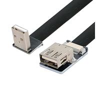 ChenYang Cable plano USB 2.0, macho a hembra, 90 grados, en ángulo hacia abajo, adaptador de extensión de cinta flexible para transferencia de datos y carga, 0,2 m