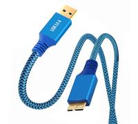 chenyang Cable USB 3.0 USB 3.0 a USB 3.0 Micro-B Cable de Datos de extensión 5 Gbps Nylon Azul Trenzado 0,3 M