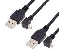 Chenyang - Cable USB a Micro USB, conector USB 2.0 a conector Micro USB de 5 pines, carga y transferencia de datos, cable de extensión con ángulo de 90 grados hacia arriba/abajo, 1,64 pies/0,5 m