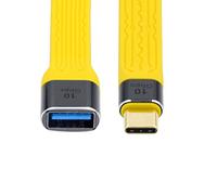 chenyang Cable USB a USB C, USB 3.1 tipo C macho a USB 3.0 tipo A hembra, OTG, plano, delgado, FPC, cable de datos para laptop y teléfono, amarillo, 10 Gbps